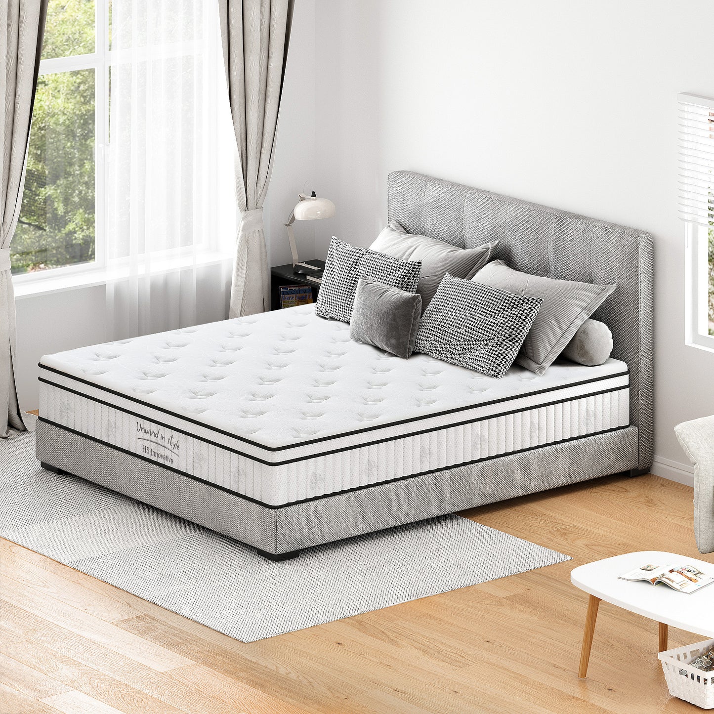 King Size Mattress,12 Inch Hybrid Mattress, Individually Pocketed Innerspring, Medium Firm W2889P310473