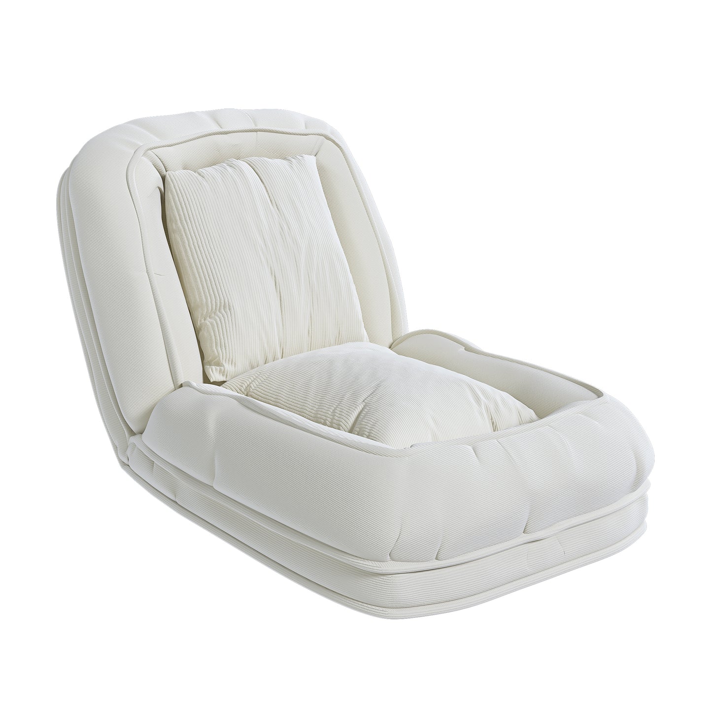 Upholstered Human Dog Bed for Adults and Pets, Foldable Lazy Sofa Bed with 5 Adjustable Positions, Off White Corduroy, 69.29 x 37.40 x 10.24 inches P324227