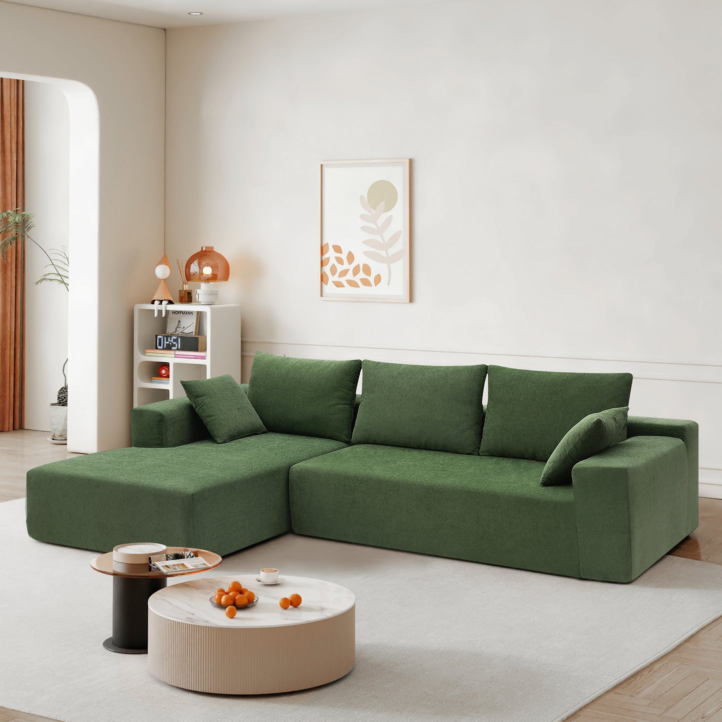 109*68' Modular Sectional Living Room Sofa Set, Modern Minimalist Style Couch, Upholstered Compressed Sofa for Living Room, Bedroom, Salon, 2 PC Free Combination, L-Shape, Cream GS000448AAF