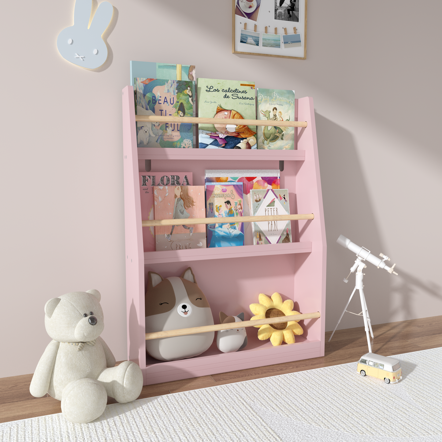 3 Tier Kids Book Shelf,Kids Book Rack, Helps Keep Bedrooms, Playrooms, and Classrooms Organized,Pink W808P236858