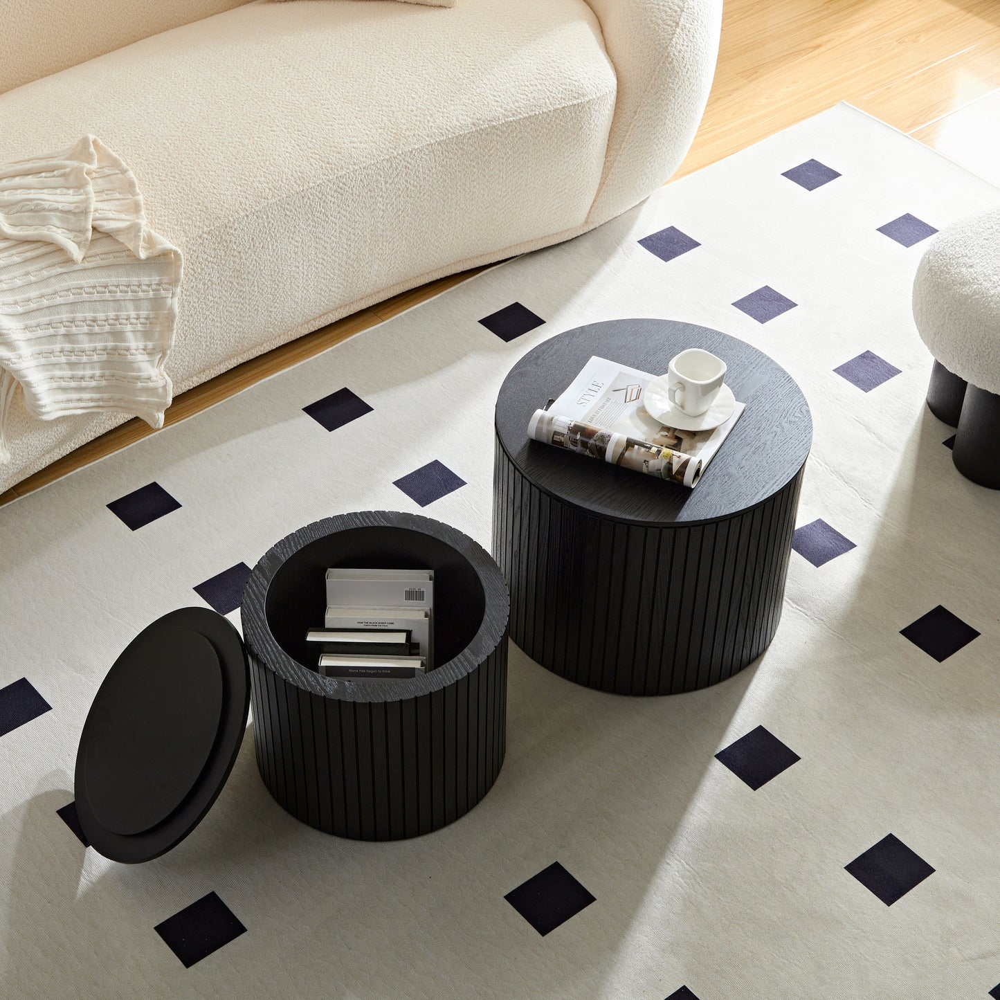Nested table set 2 pieces, MDF coffee table set Living room/lounge area, black W2085123990