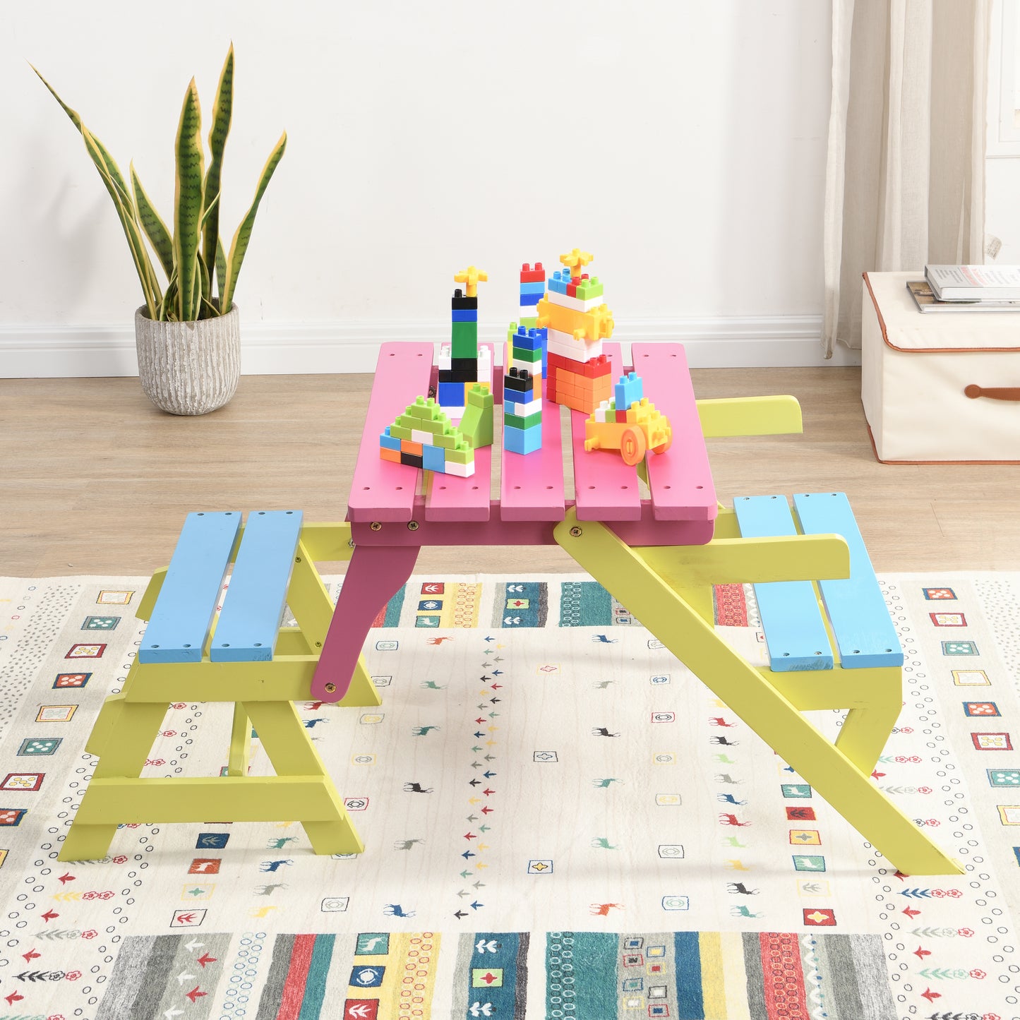 KID'S MULTI-FUNCTIONAL ARM CHAIR,TABLE+ 2 BENCHES (All-in-one) W495P170202