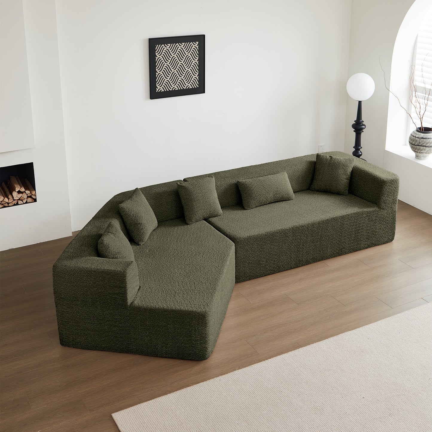 127.5'' Modern Minimalist Sectional Cloud Couch With Deep Seat,No Assembly Required W848S00044