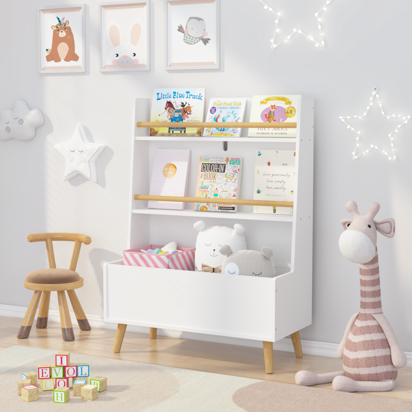Kids Bookshelf, Book and Magazine Rack, Book Organizer, toy Storage Cabinet Organizer, White W808127562