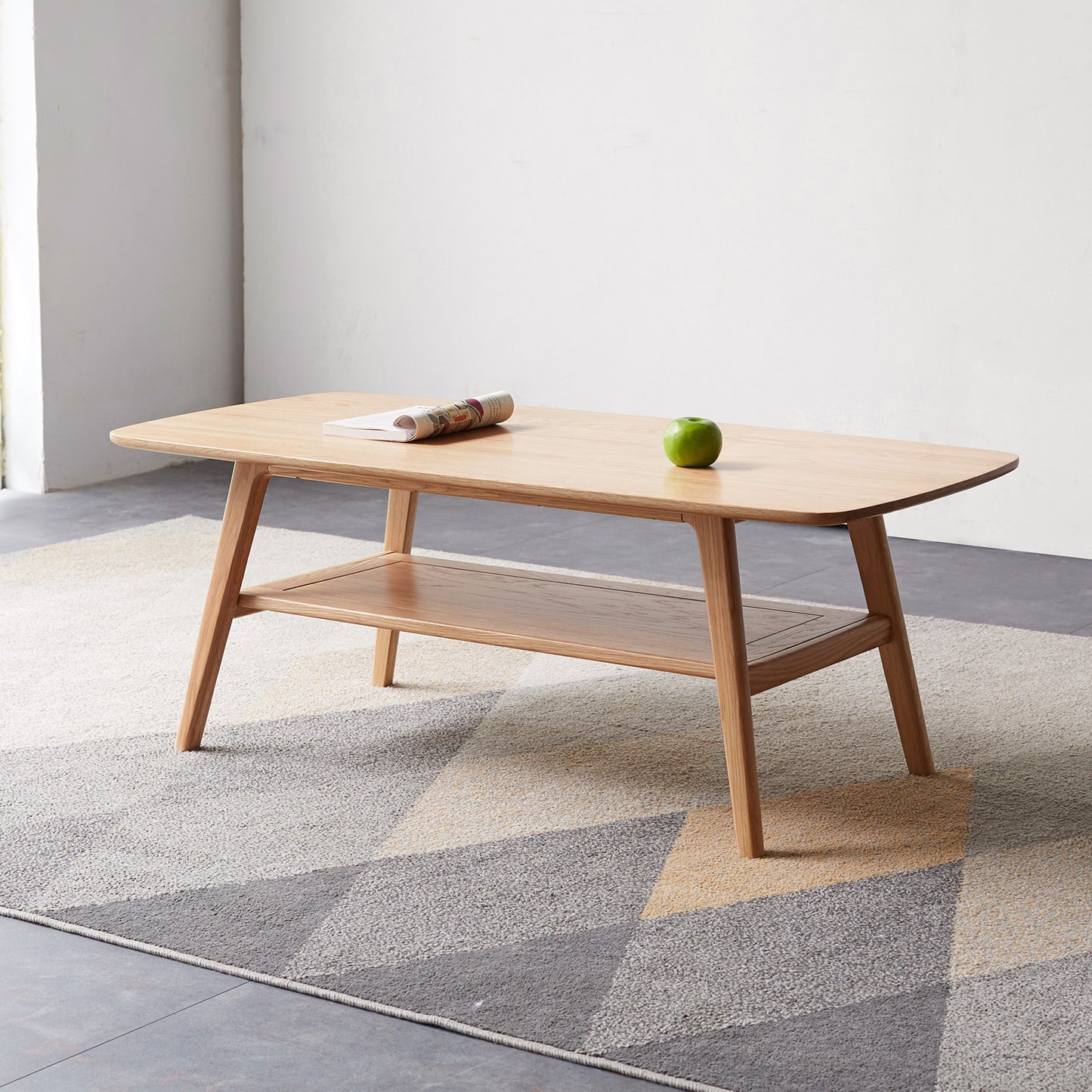 Center table Low Table 100% solid wood Top plate Desk Coffee table Width 100 x Depth 50 x Height 44 cm Study desk Work from home Easy to assemble Natural wood with storage shelf Natural writing desk W128352266