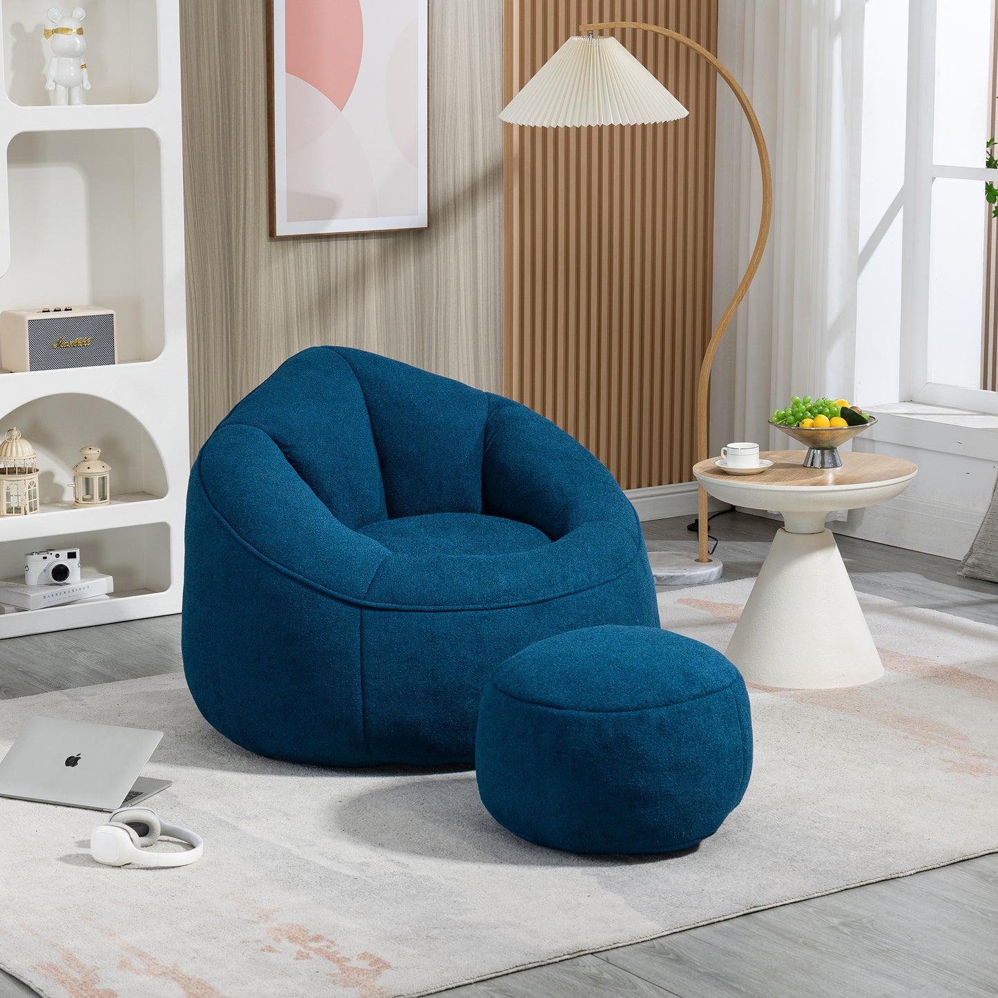 Bedding Bean Bag Sofa Chair High Pressure Foam Bean Bag Chair Adult Material with Padded Foam Padding Compressed Bean Bag With Footrest W1996130769