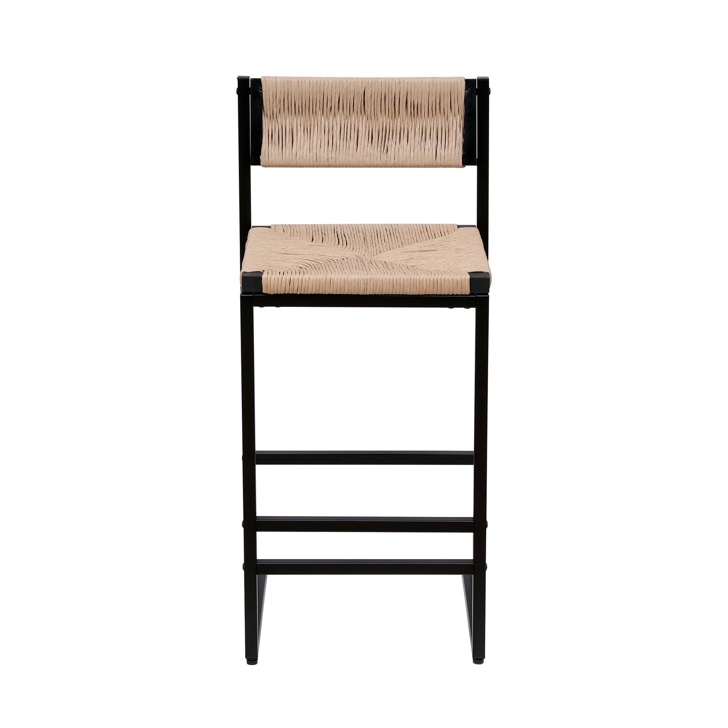 Handwoven Honey Bar Stools Set of 2 with Paper Rope Weave Back for Kitchen Island, Bar & Counter W1757138691