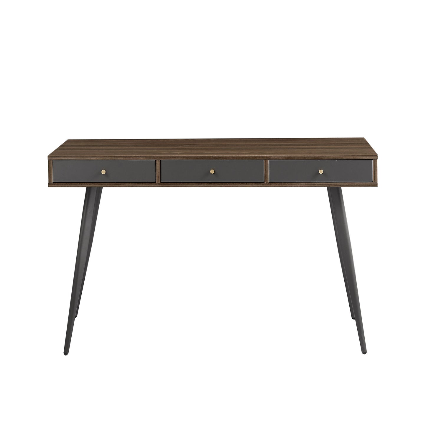 Mid Century Desk , Modern Writing Study Desk with Drawers, Multifunctional Home Office Computer Desk Walnut+Dark Grey W876P280091