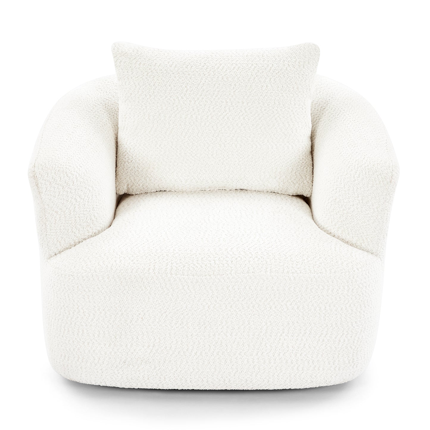 360° Swivel Barrel Sofa Chair with Throw Pillow, Chenille Upholstered Accent Chair, Beige, 38.2' N719P288552A