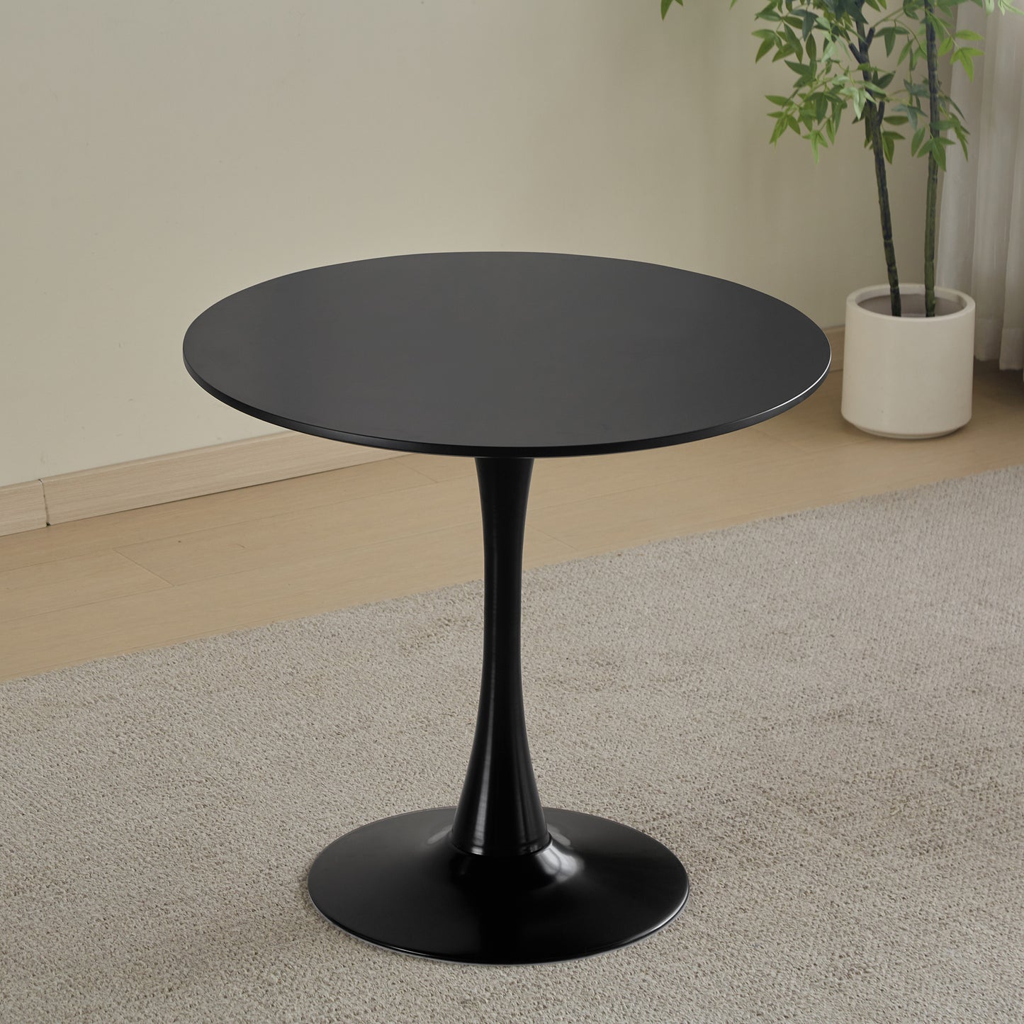 Round Dining Table Small Black Kitchen Table 31.5' in Tulip Design Modern Pedestal Table for Small Space Dining Room 2 to 4 Person W2720P204035