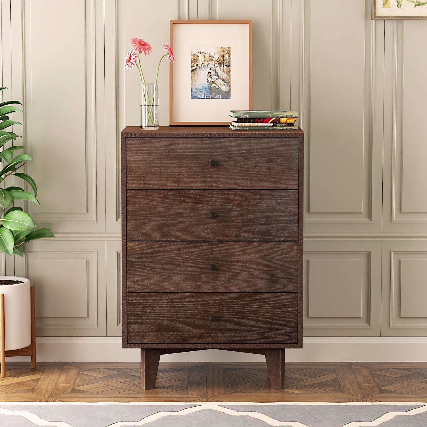 Solid Wood spray-painted drawer dresser bar,buffet tableware cabinet lockers buffet server console table lockers, retro round handle, applicable to the dining room, living room,kitchen corridor auburn W67982051