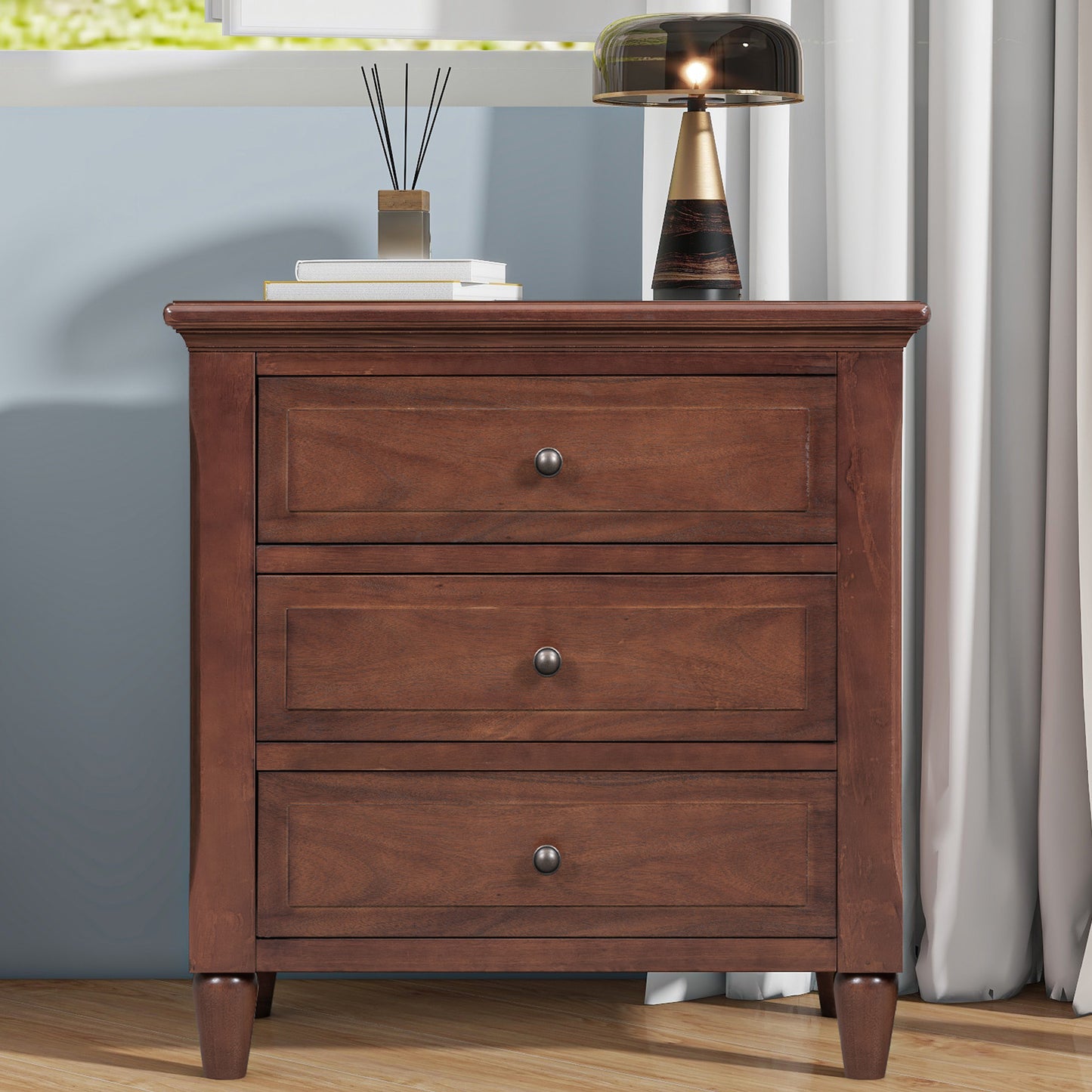 U_STYLE Embrace sophisticated organization with a contemporary bedside cabinet featuring three robust drawers, offering ample space to store personal items and simplify your daily routine. WF319366AAD