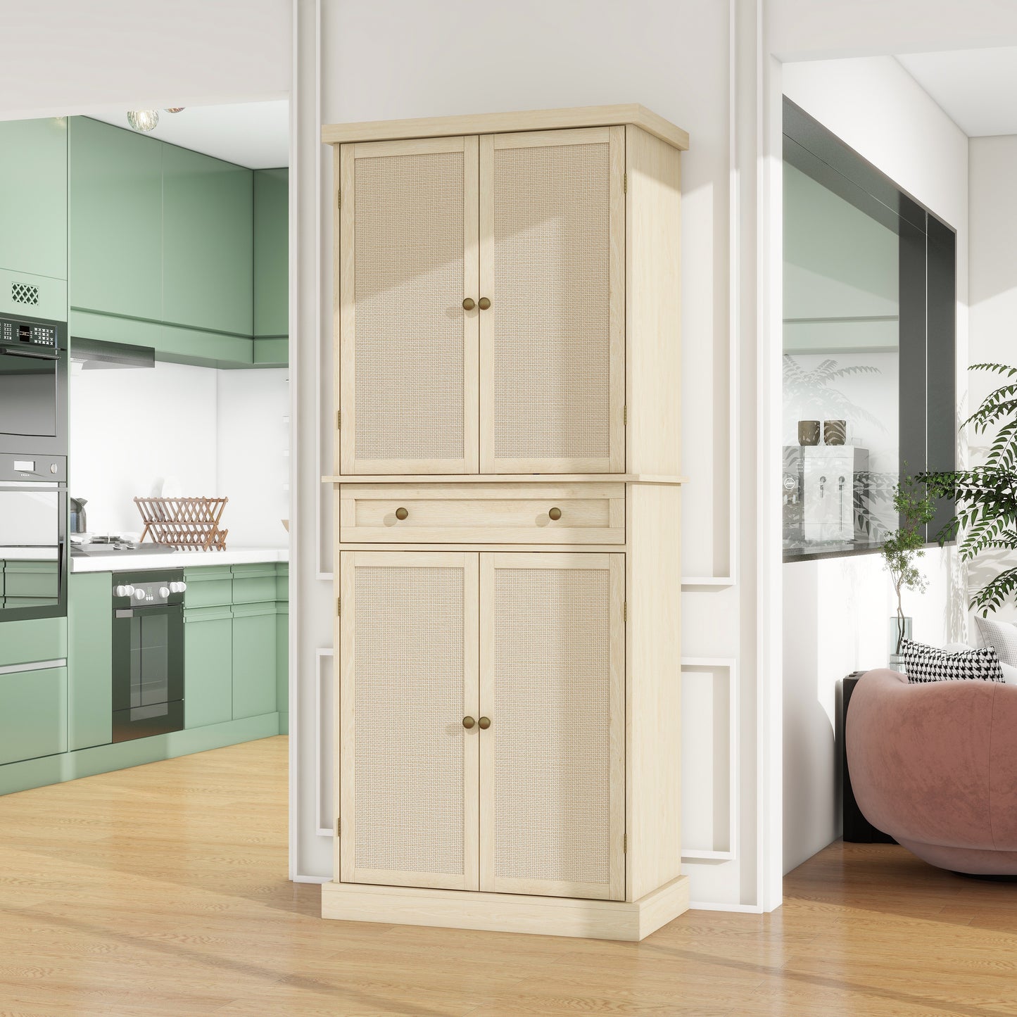 4 Door Cabinet with 1 Drawer, with 4 Adjustable Inner Shelves, Storage Cabinet W68894703