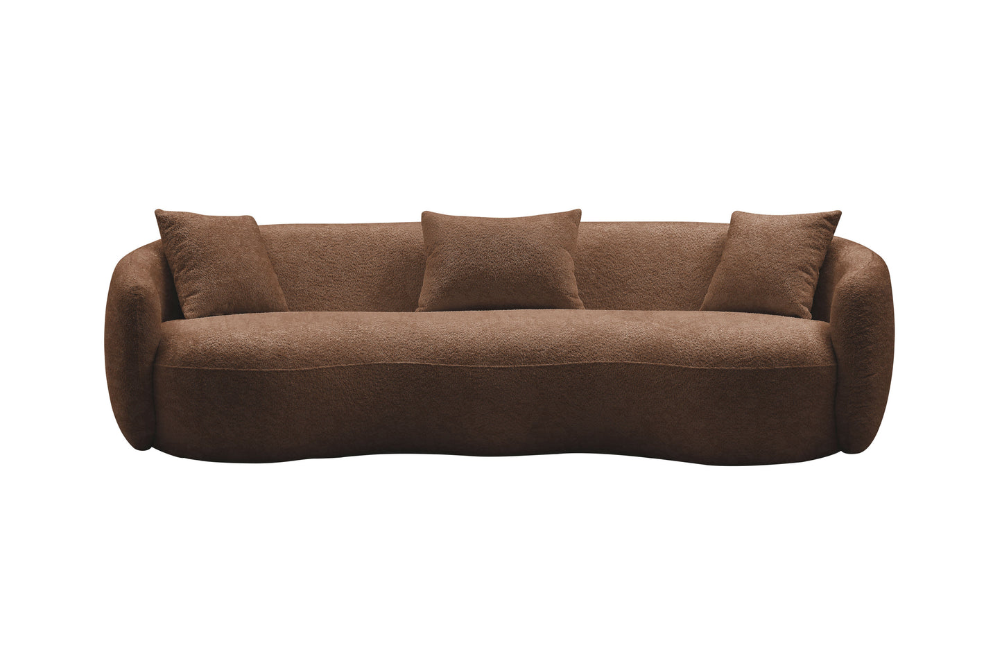 Mid Century Modern Curved Living Room Sofa, Boucle Fabric Couch for Bedroom, Office, Apartment, Brown W876102842