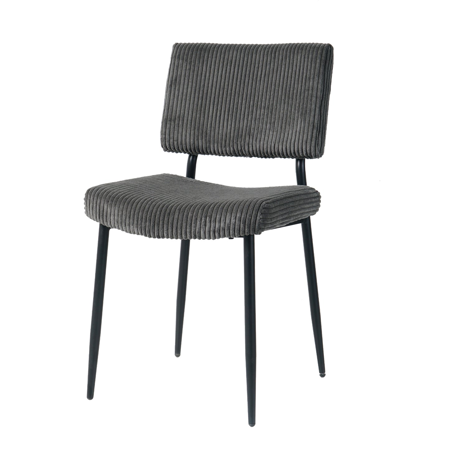 Modern Grey Dining Chair Set of 2, Fabric Upholstered with Black Metal Legs, Home and Bedroom Use W210132726