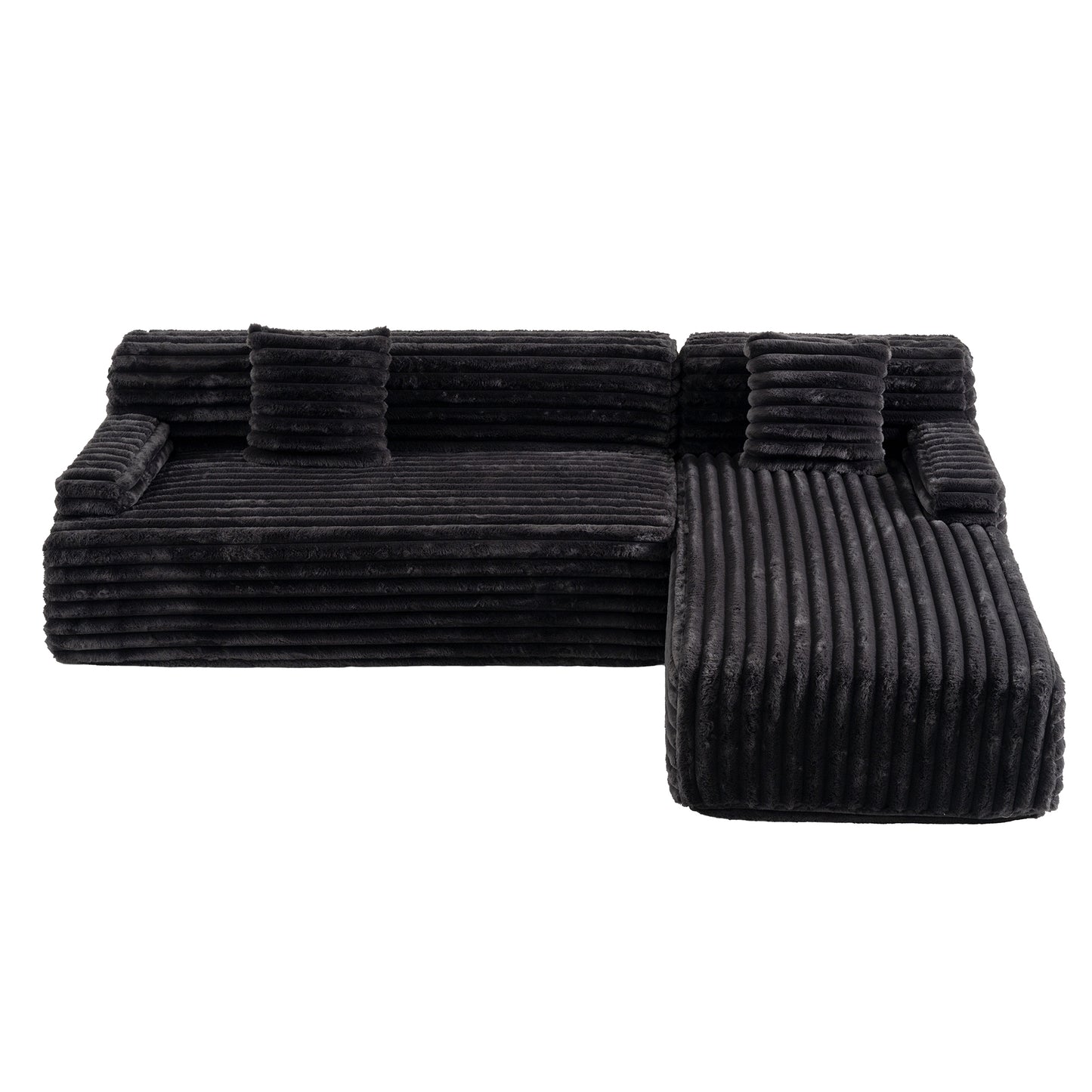 Cloud Sectional Sofa Upholstered Couch Free-combined Sofa Black Faux Rabbit Fur 110' N719S001820B