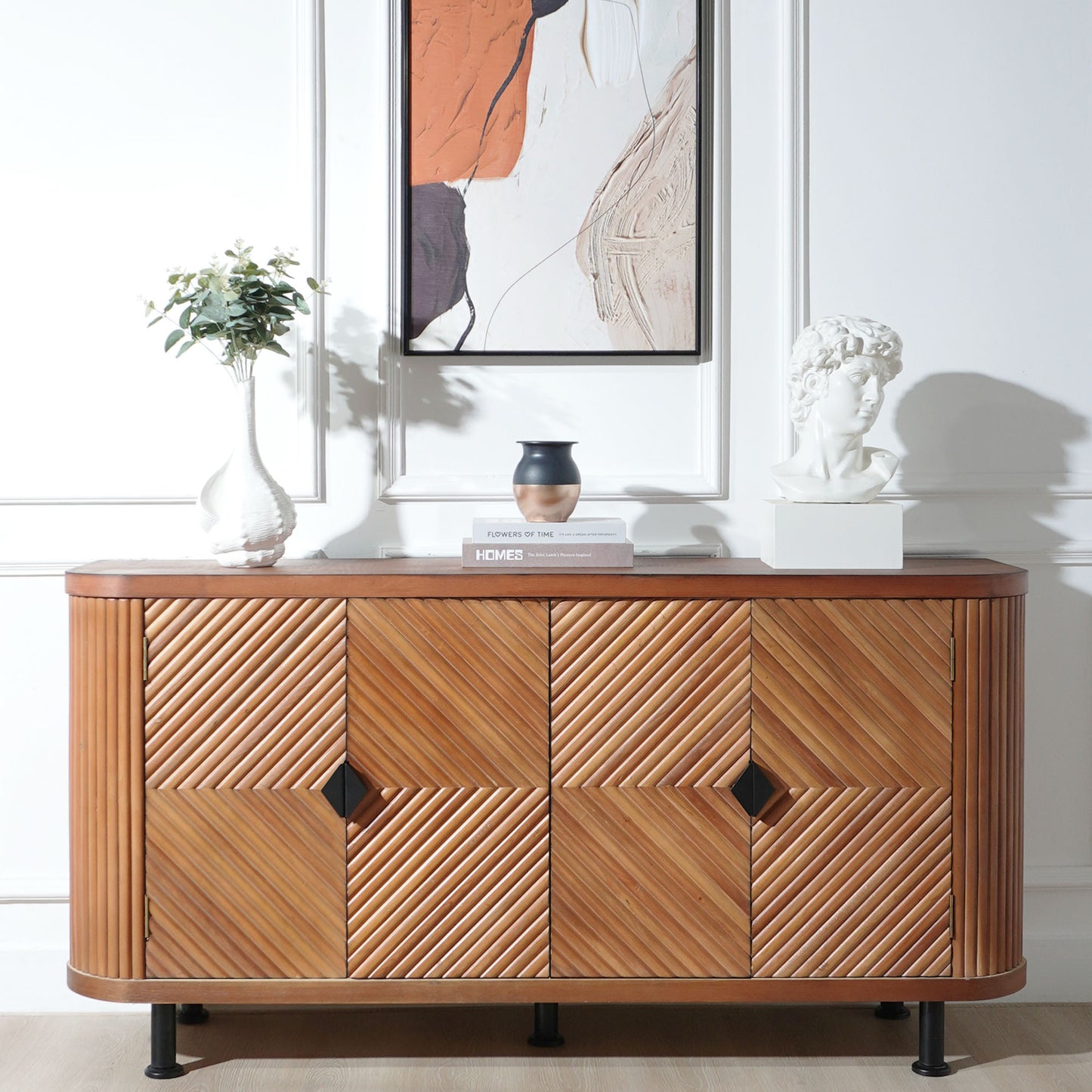 Accent Storage Cabinet, Modern Accent Buffet Cabinet with Adjustable Shelves, Freestanding Sideboard with Four Doors, Accent Cabinet with 4 Doors for Hallway Entryway Living Room W2729P202566