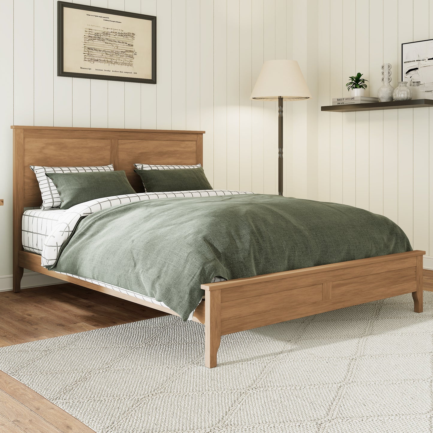 Modern Solid Wood King Size Platform Bed with Sturdy Wooden Slats Support,No Box Spring Needed, Seadrift N701P300990N