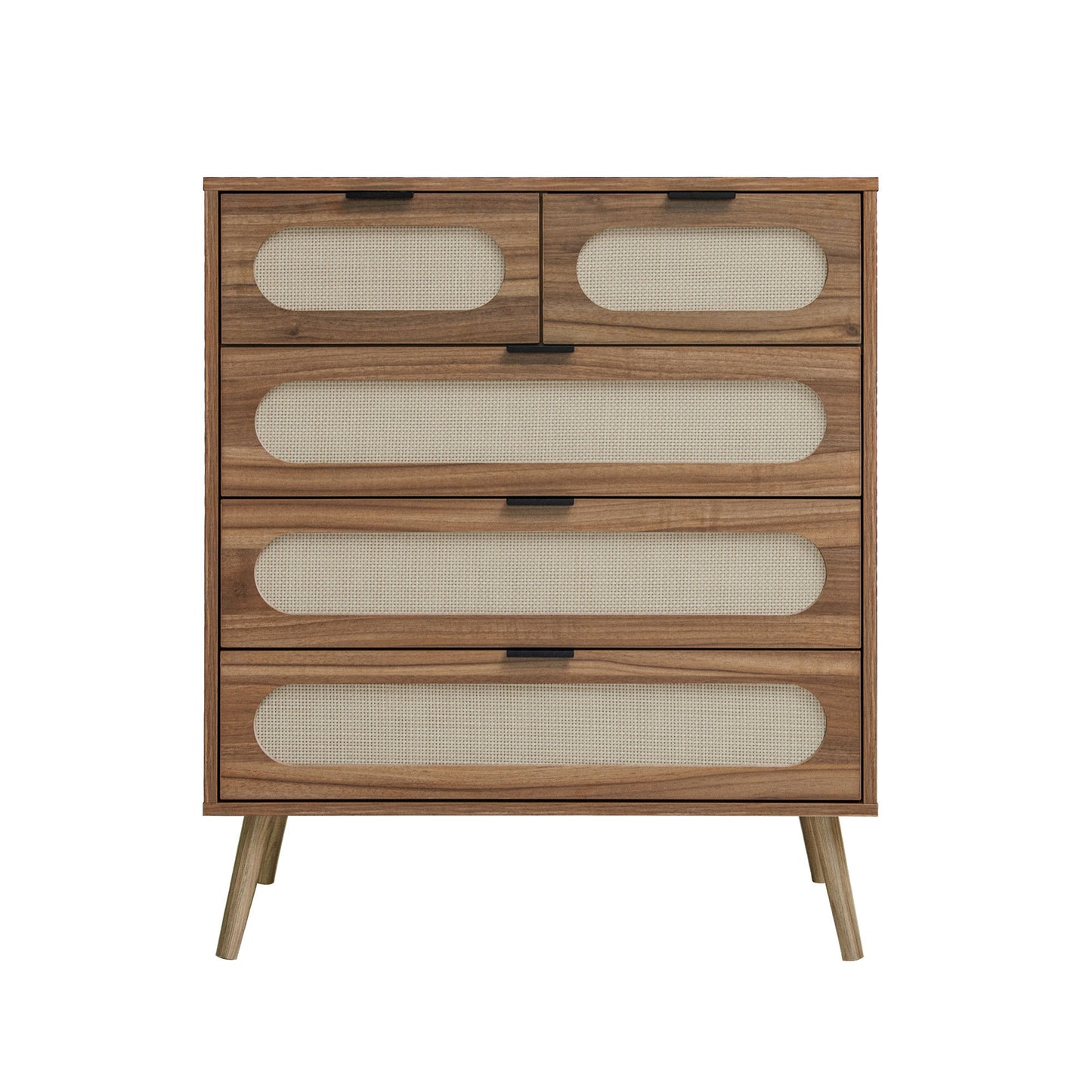 Modern 5-Drawer Accent Storage Cabinet for Living Room, Bedroom, Dining Room, or Study – Walnut MDF W688137513