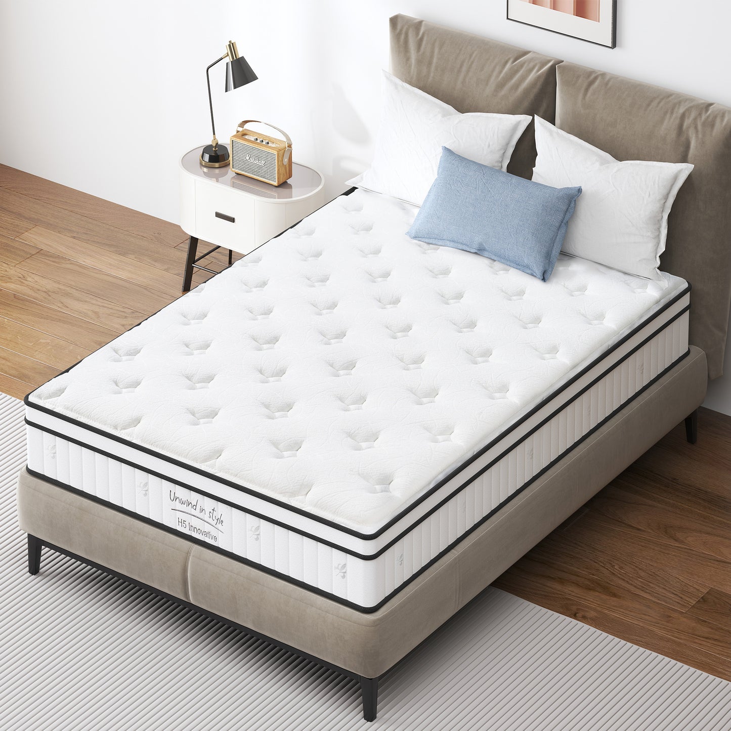 King Size Mattress,10 Inch Hybrid Mattress, Individually Pocketed Innerspring, Medium Firm W2889P310465