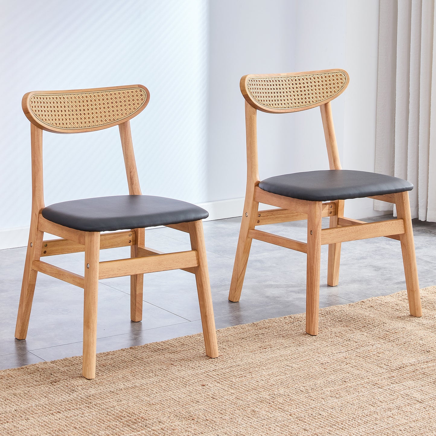 The stylish and durable solid wood dining chair, small curved back, PU cushion, and beautiful shape match perfectly with any room and everyday use W1151P154587