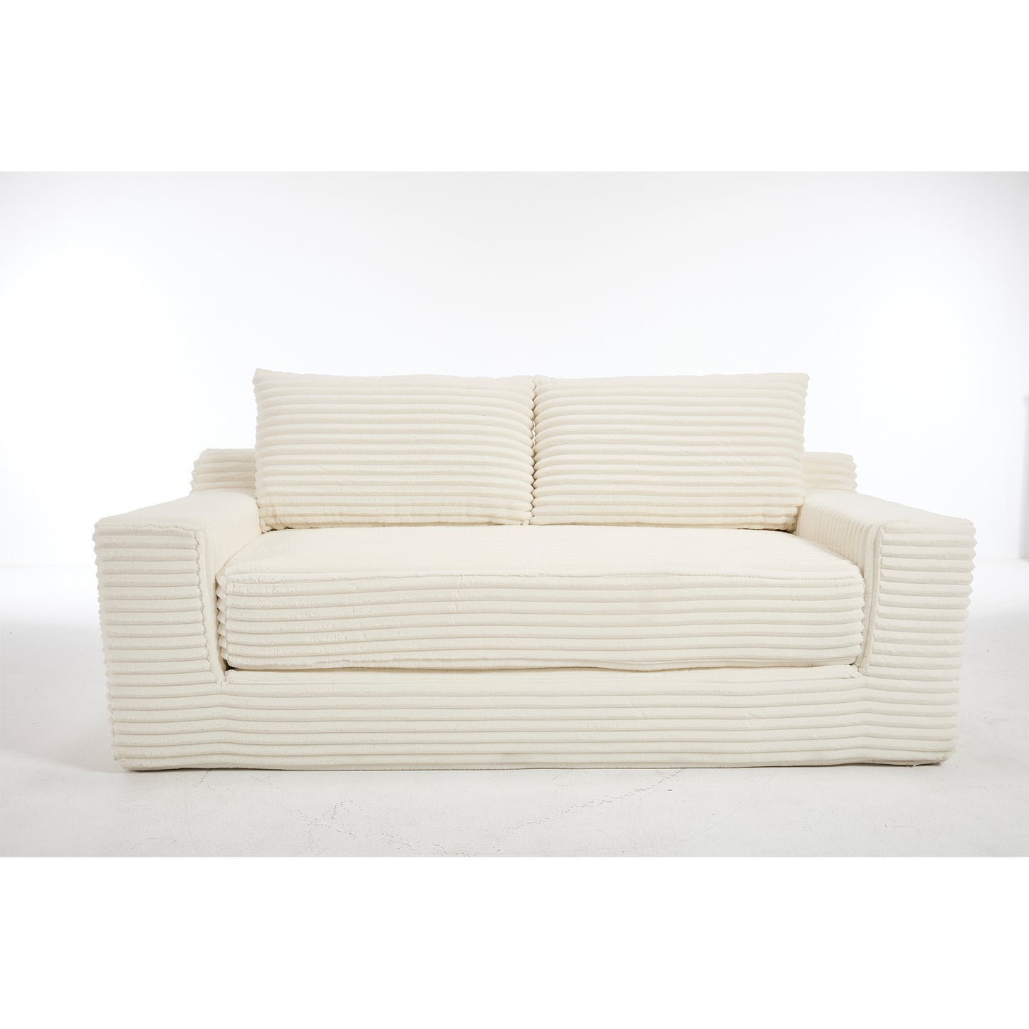 Convertible Loveseat Sofa Bed with Memory Foam & Steel Frame, Beige Corduroy Fabric, No Assembly Required W2959P278432
