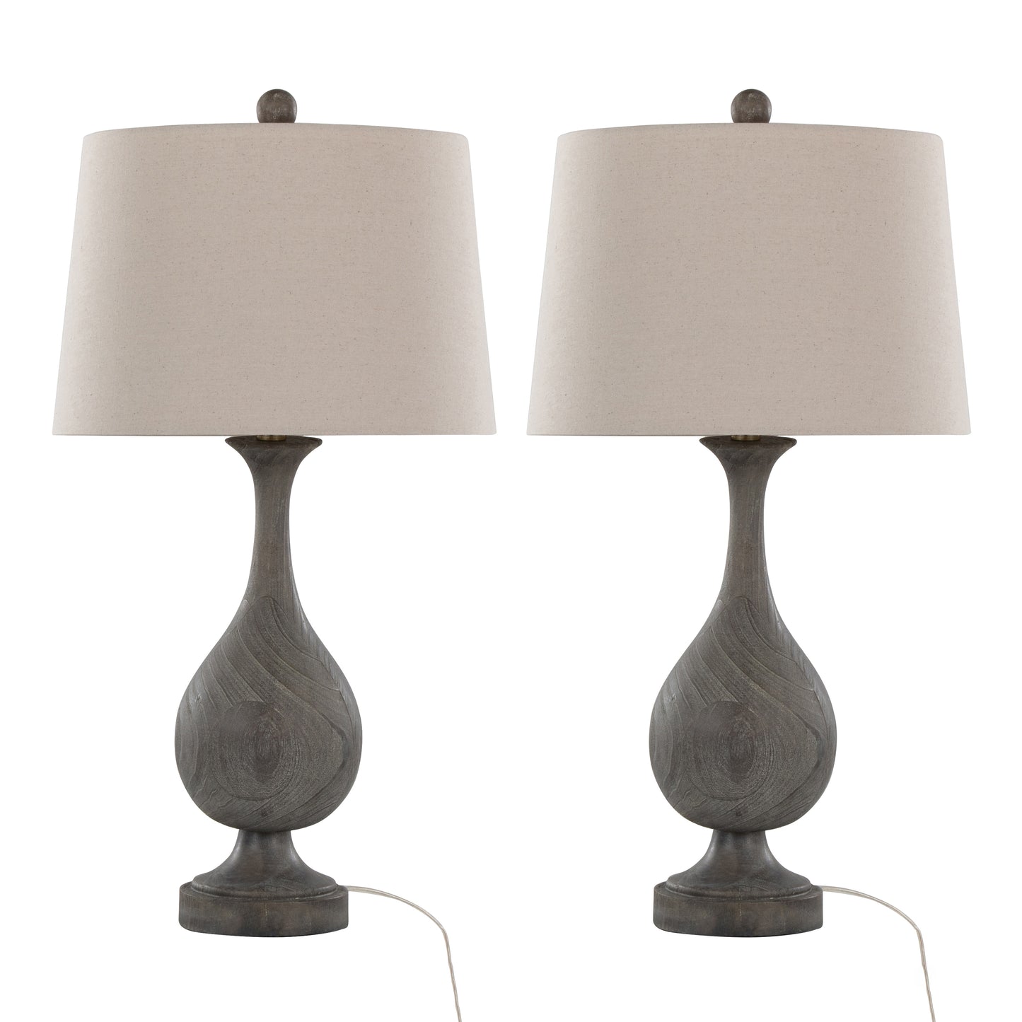 Cipolla Poly 29' Farmhouse Polyresin Table Lamp in Acid Griffin Wood Polyresin, Antique Soft Brass and Natural Linen Shade from Grandview Gallery by LumiSource - Set of 2 B202P224049