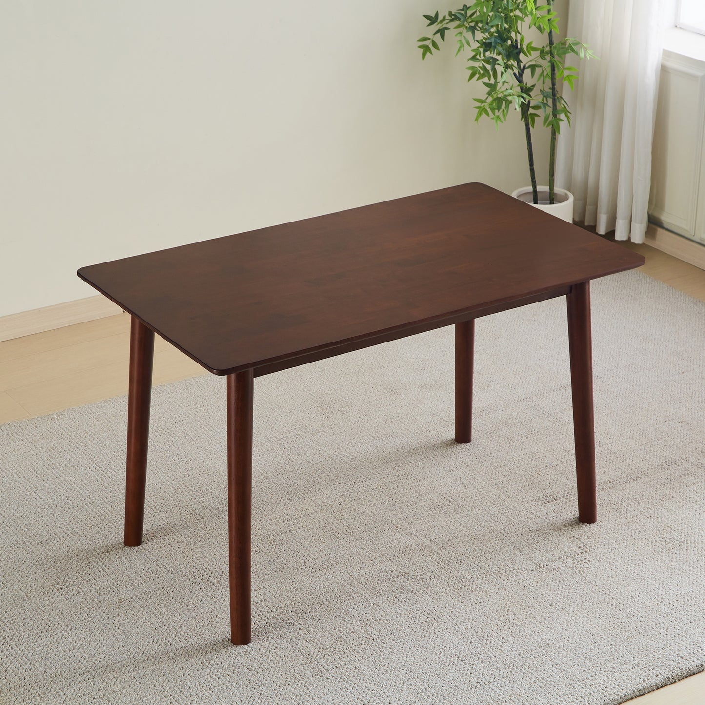 47-inch dining table Walnut color solid wood kitchen table Dining table suitable for small space kitchenette table modern home furniture W2720P204047