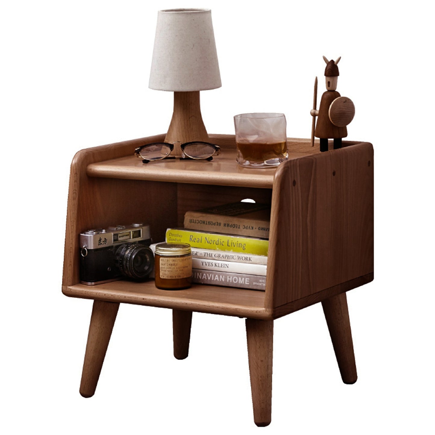 Pure Solid Wood Bedside Cabinet Modern Simple Nightstands European Beech Solid Beech Storage Cabinet Natural W128367505