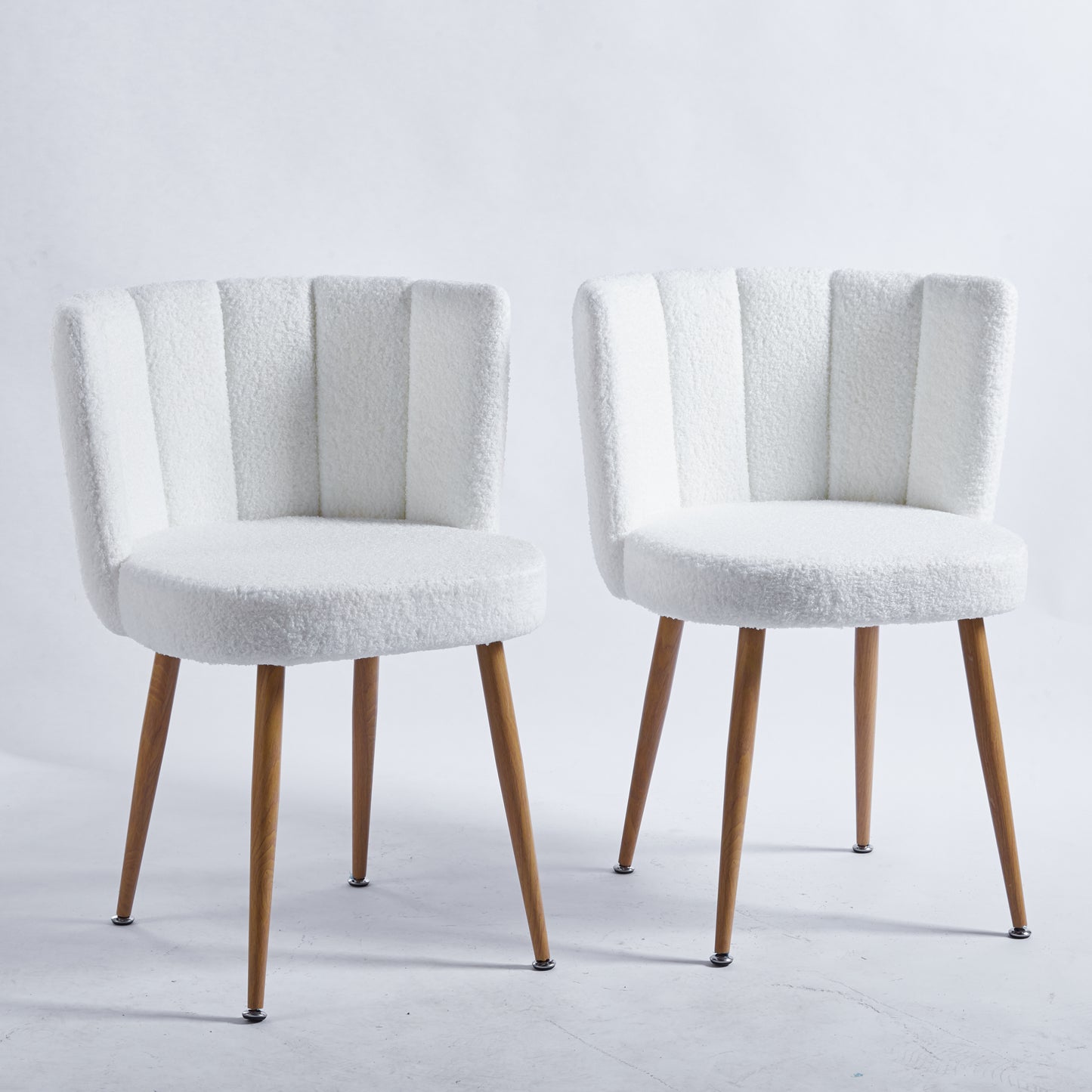 Modern WHITE dining chair(set of 2 ) with iron tube wood color legs, shorthair cushions and comfortable backrest, suitable for dining room, living room, cafe, simple structure. W23461121