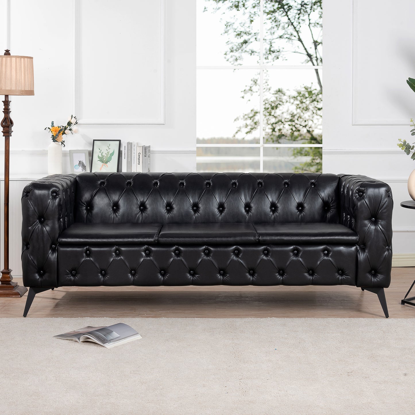 84.06 Inch Width Traditional Square Arm removable cushion 3 seater Sofa W68041369