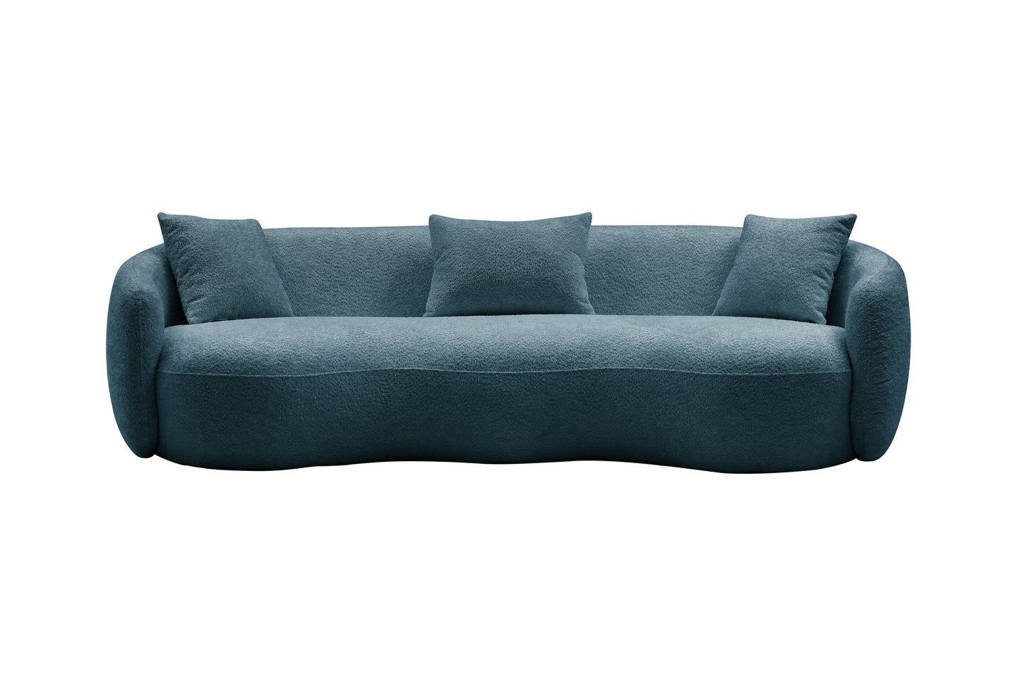 Modern Curved Sofa, Boucle Fabric Couch for Bedroom, Office, Apartment Blue W876102840