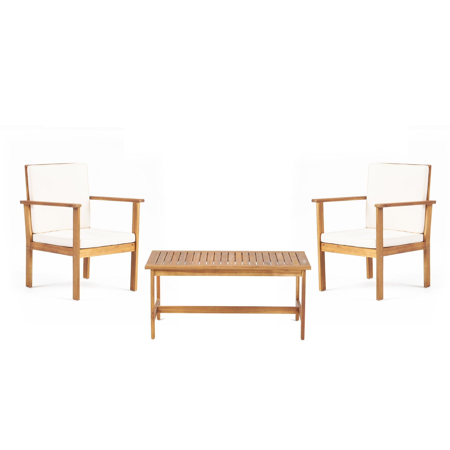 3-Piece Patio Set with Slatted Design, 2 Club Chairs and Coffee Table, Brown 56929.00SET