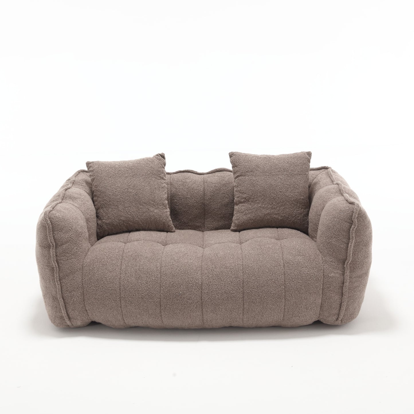Cozy Beanbag Chair with High Resilience Foam Core for Two -Brown Chenille, 66x35x25 inches W1996P182154