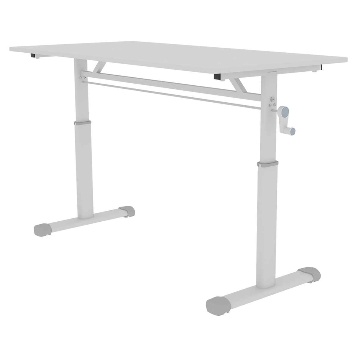 Adjustable Study Desk for Kids and Adults, Height-Adjustable Home Office Desk, White Frame with White Wood Tabletop, 60cm x 120cm, Compact Design  W1935P338371