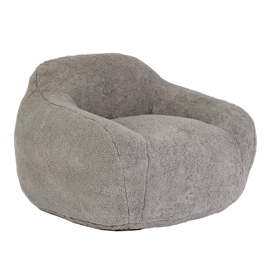 Giant Bean Bag Chair for Adults, Spacious Memory Foam Bean Bag Sofa with Armrests in Light Gray Teddy Fabric, Comfy Seating for Living Room or Bedroom  W2200P247796