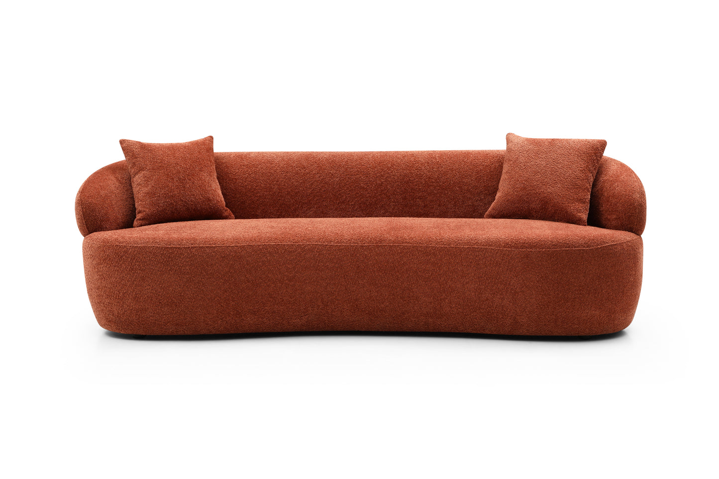 [NOT AVAILABLE ON WAYFAIR] ORANGE Mid Century Modern Curved Sofa, 3 Seat Cloud couch Boucle sofa Fabric Couch for Living Room, Bedroom, Office W87679950