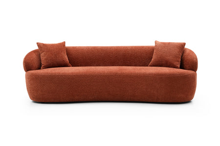 [NOT AVAILABLE ON WAYFAIR] ORANGE Mid Century Modern Curved Sofa, 3 Seat Cloud couch Boucle sofa Fabric Couch for Living Room, Bedroom, Office W87679950