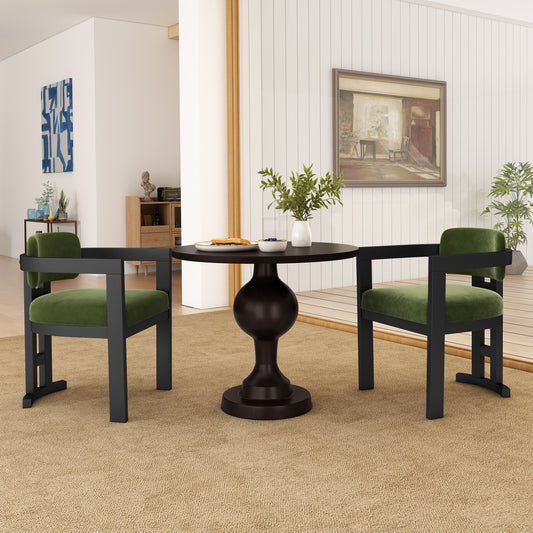 Indoor Upholstered Wood Dining Chair(Set of 2),Green+Black  N768P221635E