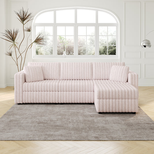 106.3' Soft  3-Person Sofa. Matches 30.7' Ottoman with Hydraulic Lift. Comfortable & Stylish. For Bedroom Light Pink. W1767S00019