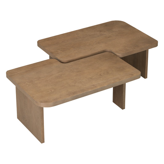 U-Can Modern Minimalist Coffee Table Set, Rectangle Coffee Table with Splicing Design, Multifunctional Combination Table for Living Room N724P232174D