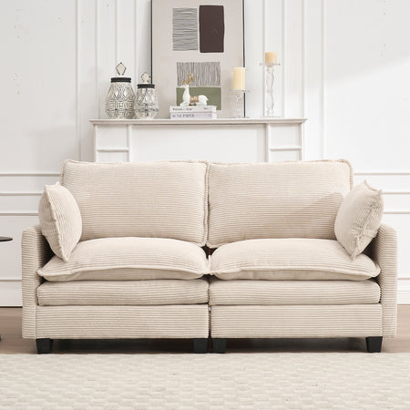 [VIDEO provided][New] Modular Sofa ,  Velvet Large U-Shaped Couch Comfy Upholstered 2-Seat Sofa ,2 Lumbar Pillow, Deep Seat Couch for Living Room  W2705P268480
