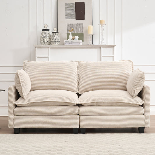 [VIDEO provided][New] Modular Sofa ,  Velvet Large U-Shaped Couch Comfy Upholstered 2-Seat Sofa ,2 Lumbar Pillow, Deep Seat Couch for Living Room  W2705P268480