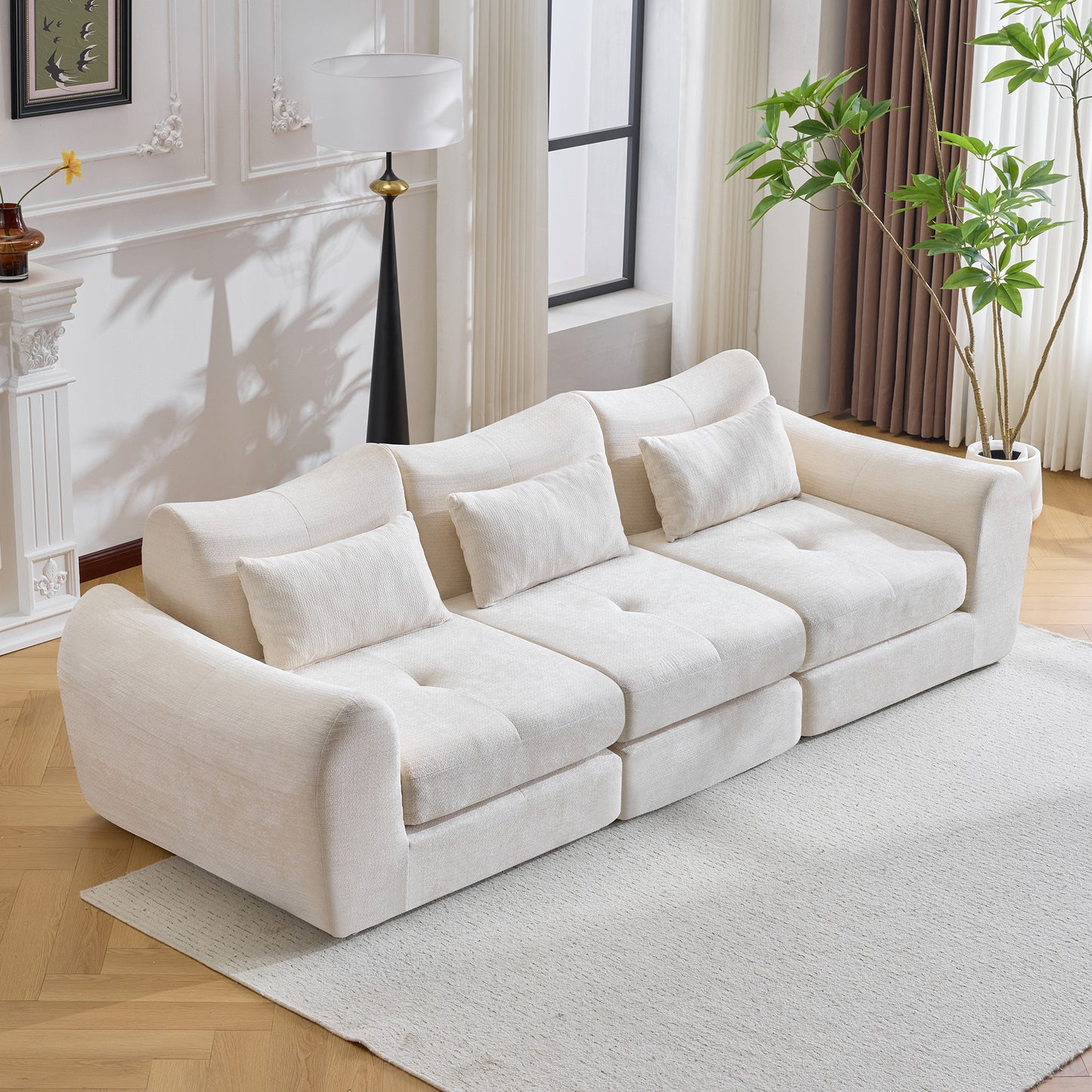 Modular Cloud Sofa, Convertible Folding Sofa Bed, Sectional Cushioned Sofa - Perfect for Living Room, Bedroom & Entertainment Space  W1829S00073