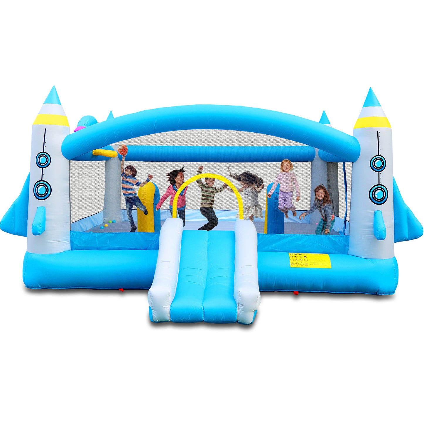 Multifunctional Jump 'n Slide Inflatable Bouncer for Kids Complete Setup with Blower - 198' x 180' Play Area - 96' Tall W1677115481