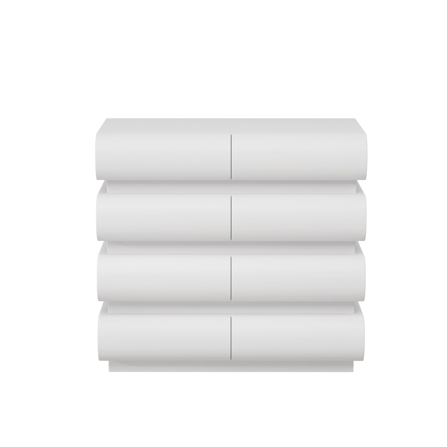 Minimalist White Handle-Less 8-Drawer Dresser with Wide Storage, Modern MDF Chest of Drawers in White, 31.5 x 15.75 x 29.72 Inches W757P235729