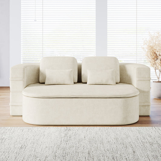 75''2-in-1 Foldable Sofa,Convertible Sleeper Foam Sofa Bed with Multi Functional Blanket, Chenille Floor folding sofa bed,  Floor Sofa Lounge Sofa for Living Room Bedroom Lounge Studio  W834P317049