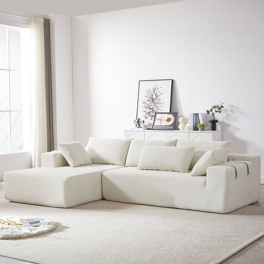 Modern Chenille Upholstered Sectional Sofa Couch Set,Modular 108' L Shaped Sectional Living Room Sofa Set With 6 Pillows,Free Combination Sofa Couch for Living Room,Bedroom(Left Chaise)   W834S00398