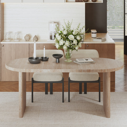 55.12'-70.87'Modern Extendable Dining Table with removable extension leaves,Mid-century modern style home table,Suitable for dining rooms, kitchens, and living rooms,Ancient White  W757P411790