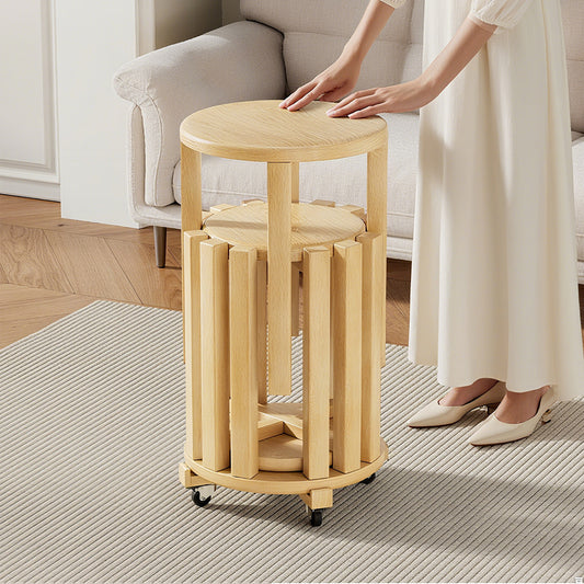 100% solid wood stackable stools set of 4, wooden stools, 18-inch stools, stacking stools, nesting tables, sturdy and durable, no installation required, top stackable round side table W2987P337985